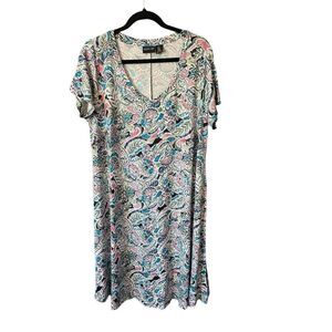 Rachel Zoe Womens Multicolor V-Neck Paisley Print Maxi Dress Size 1X